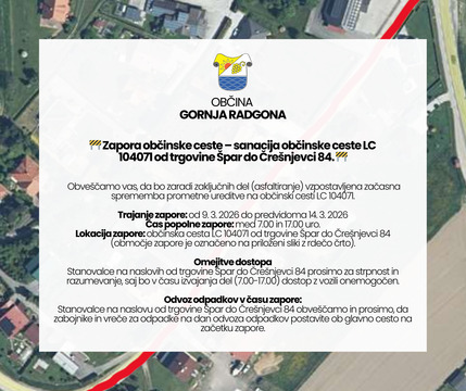 6.3.2026 Objava zapora ceste 2026 