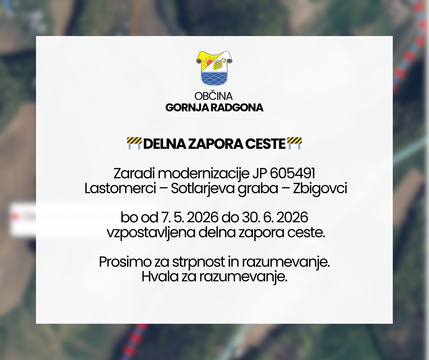 Obvestilo o delni zapori ceste