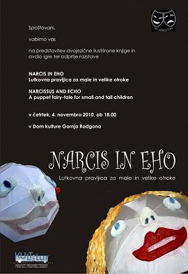 Vabilo-Predstavitev dvojezične ilustrirane knjige in avdio igre ter odprtje razstave-NARCIS in EHO-04.11.2010.jpg